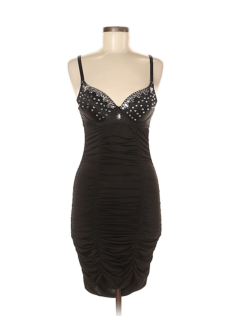 Hot Miami Styles Solid Black Cocktail Dress Size Eu Off