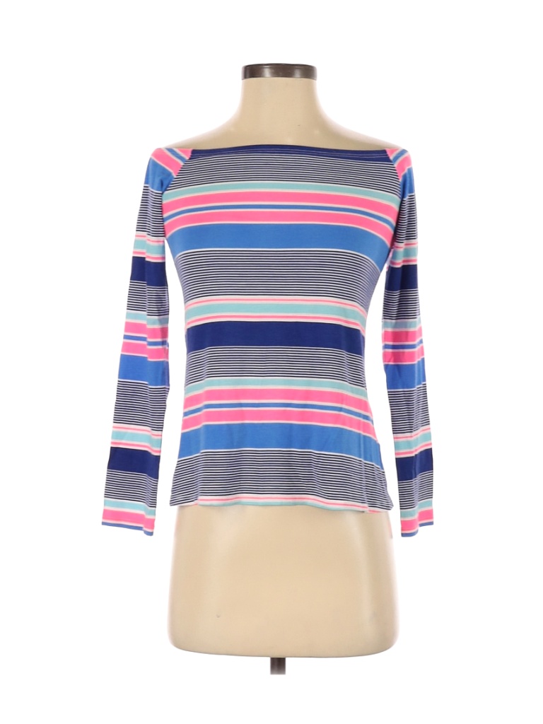 Lilly Pulitzer Color Block Stripes Multi Color Blue Long Sleeve T Shirt