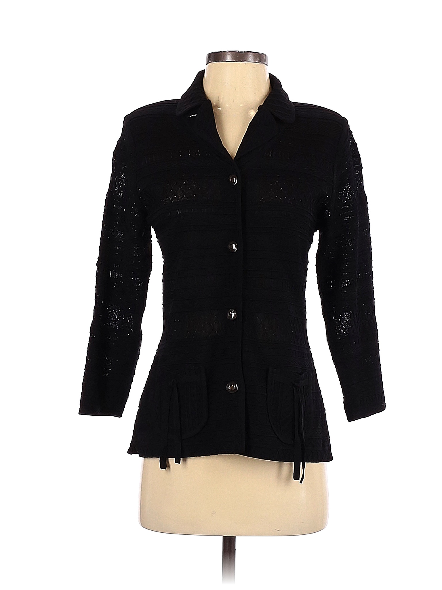 Misook Acrylic Solid Black Jacket Size Xs Off Thredup