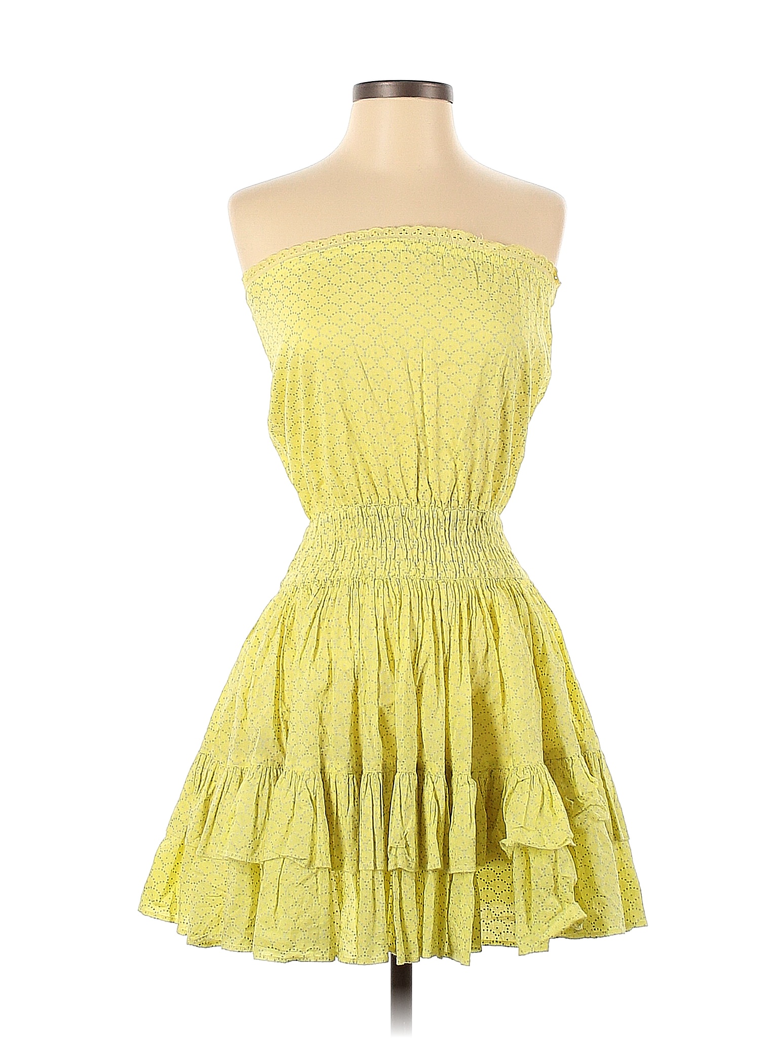 Moda International Cotton Solid Yellow Casual Dress Size Xs