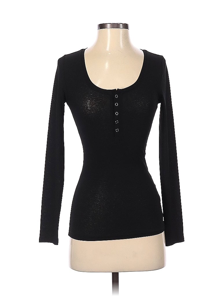 Shein Solid Black Long Sleeve Henley Size S Off Thredup