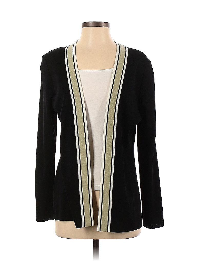 Misook Acrylic Solid Color Block Multi Color Black Cardigan Size