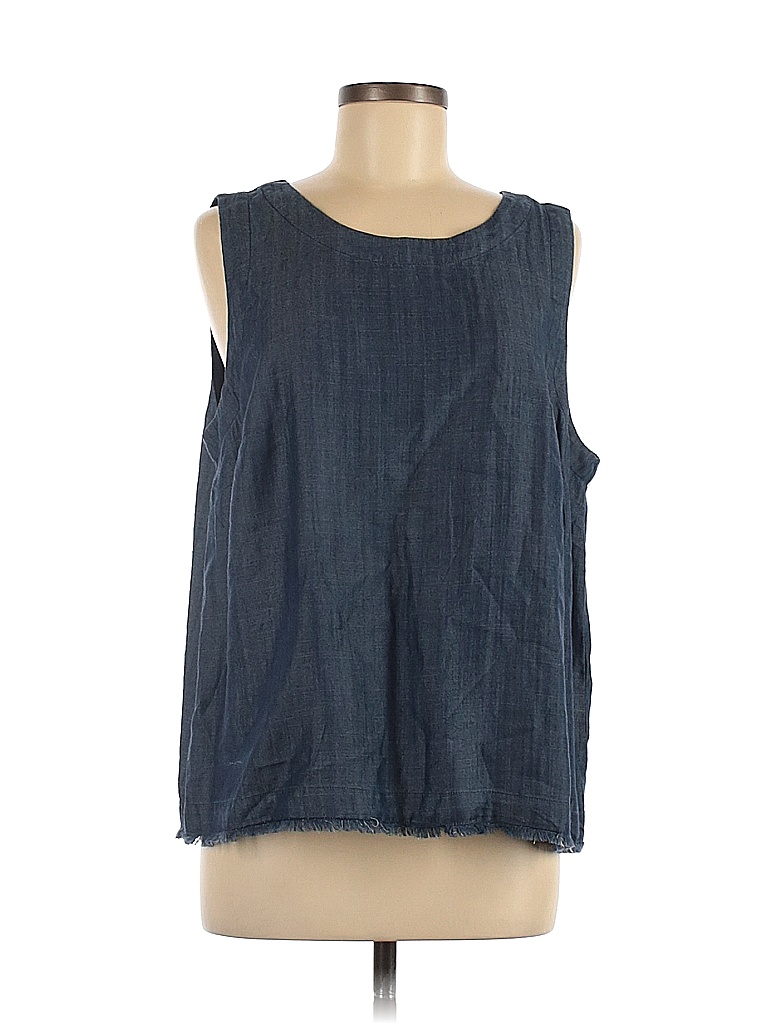 Liz Claiborne Solid Blue Sleeveless Blouse Size L 72 Off ThredUP