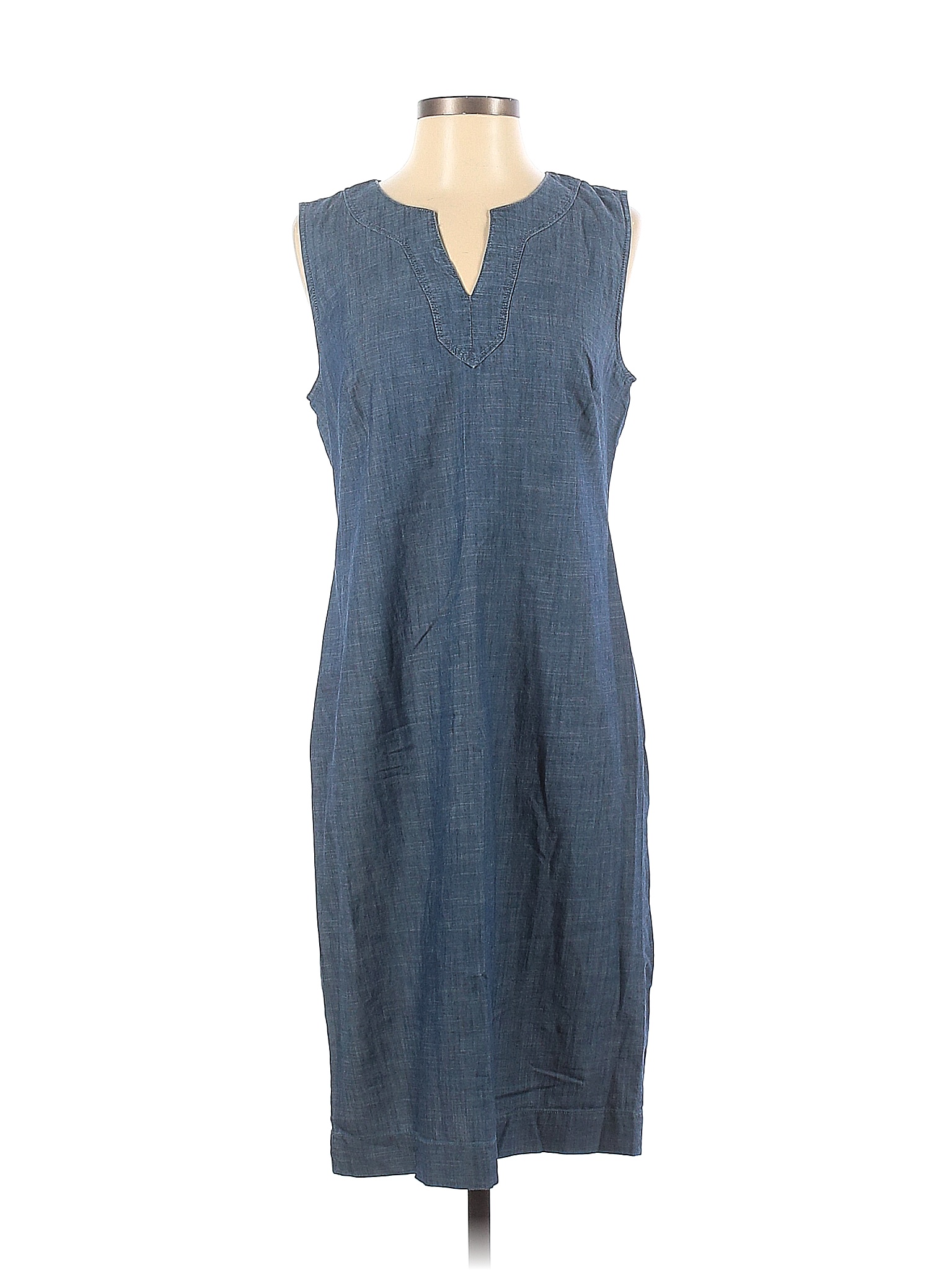 Talbots 100 Cotton Solid Blue Casual Dress Size 4 88 Off ThredUP