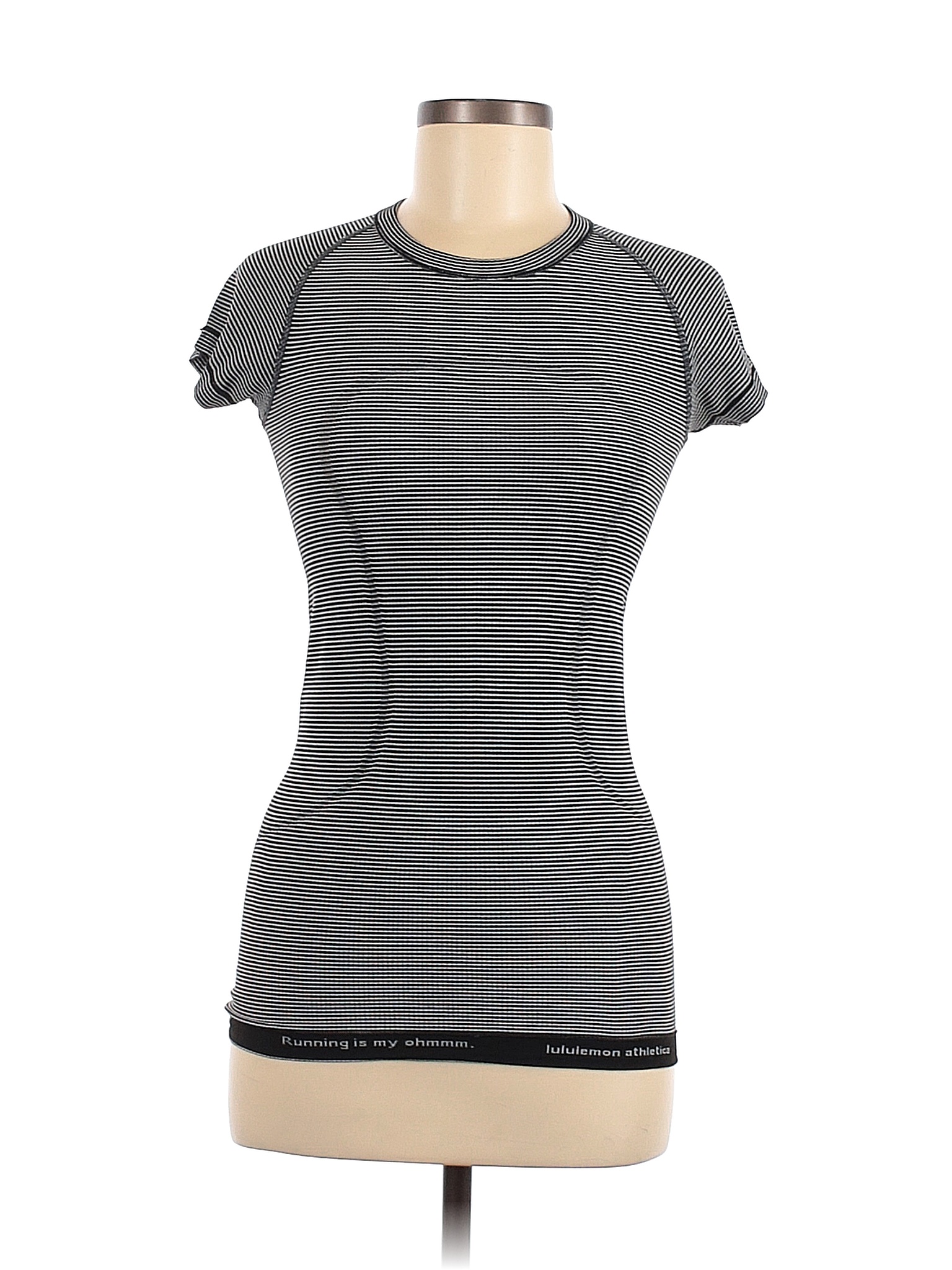 Lululemon Athletica Stripes Color Block Gray Active T Shirt Size 6 41