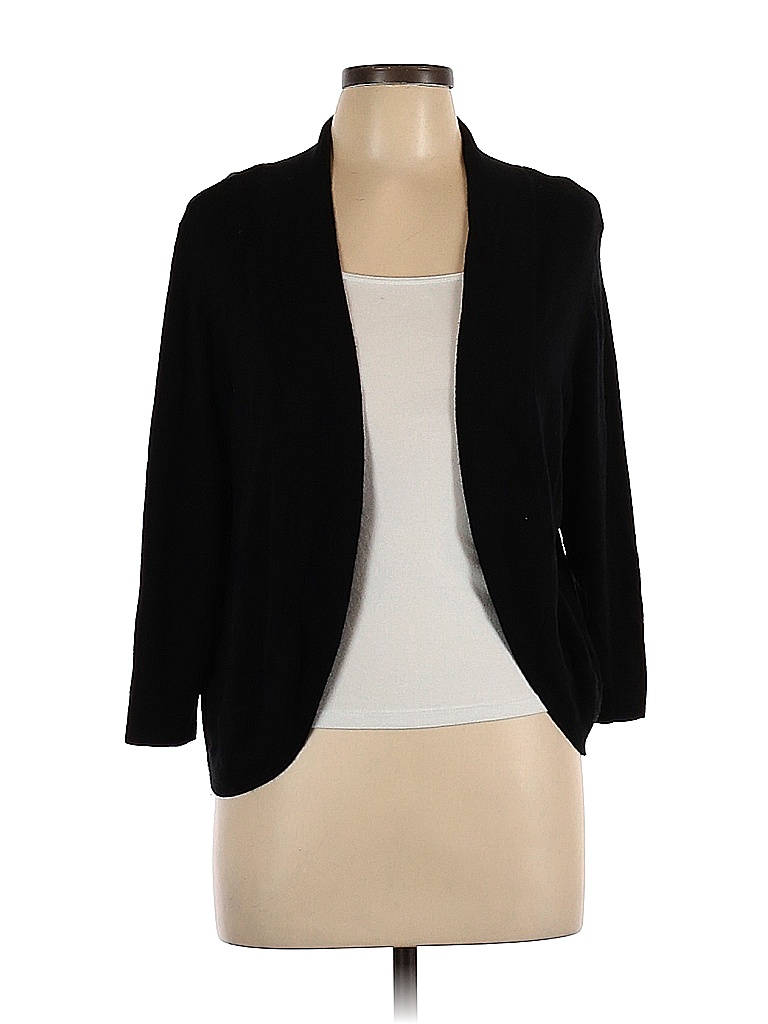 Dana Buchman Solid Color Block Black Cardigan Size L 89 Off ThredUP