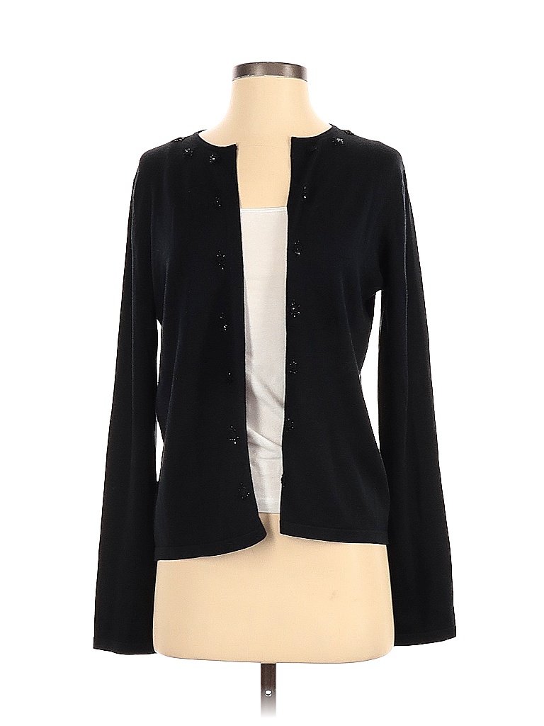 Liz Claiborne Solid Color Block Black Silk Cardigan Size S 87 Off