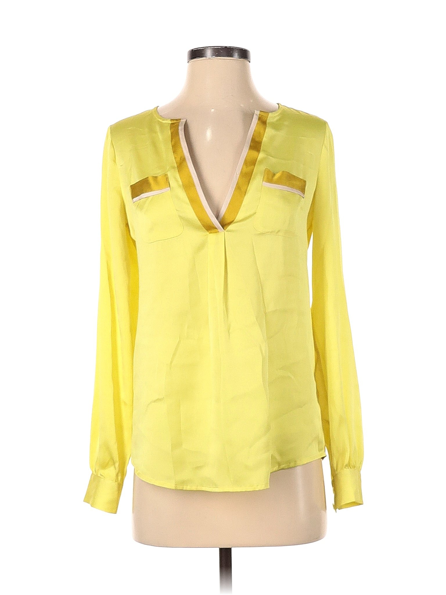 The Limited 100 Polyester Yellow Long Sleeve Blouse Size XS 79 Off