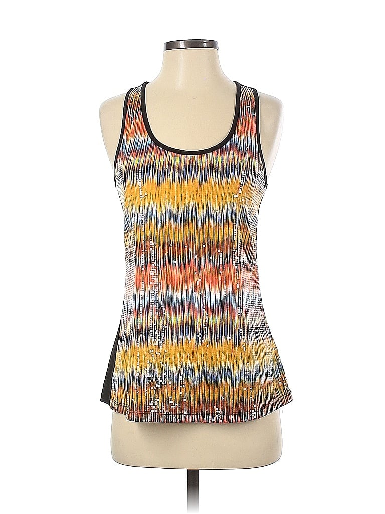 Mandee 100 Polyester Chevron Herringbone Orange Sleeveless Blouse Size