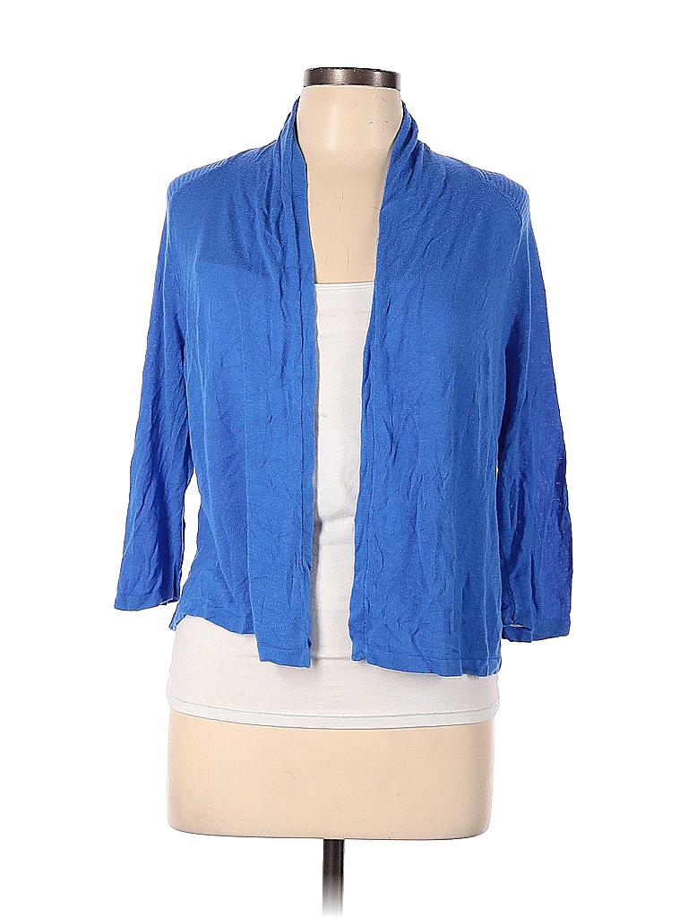 Dana Buchman 100 Rayon Solid Color Block Blue Cardigan Size L 84