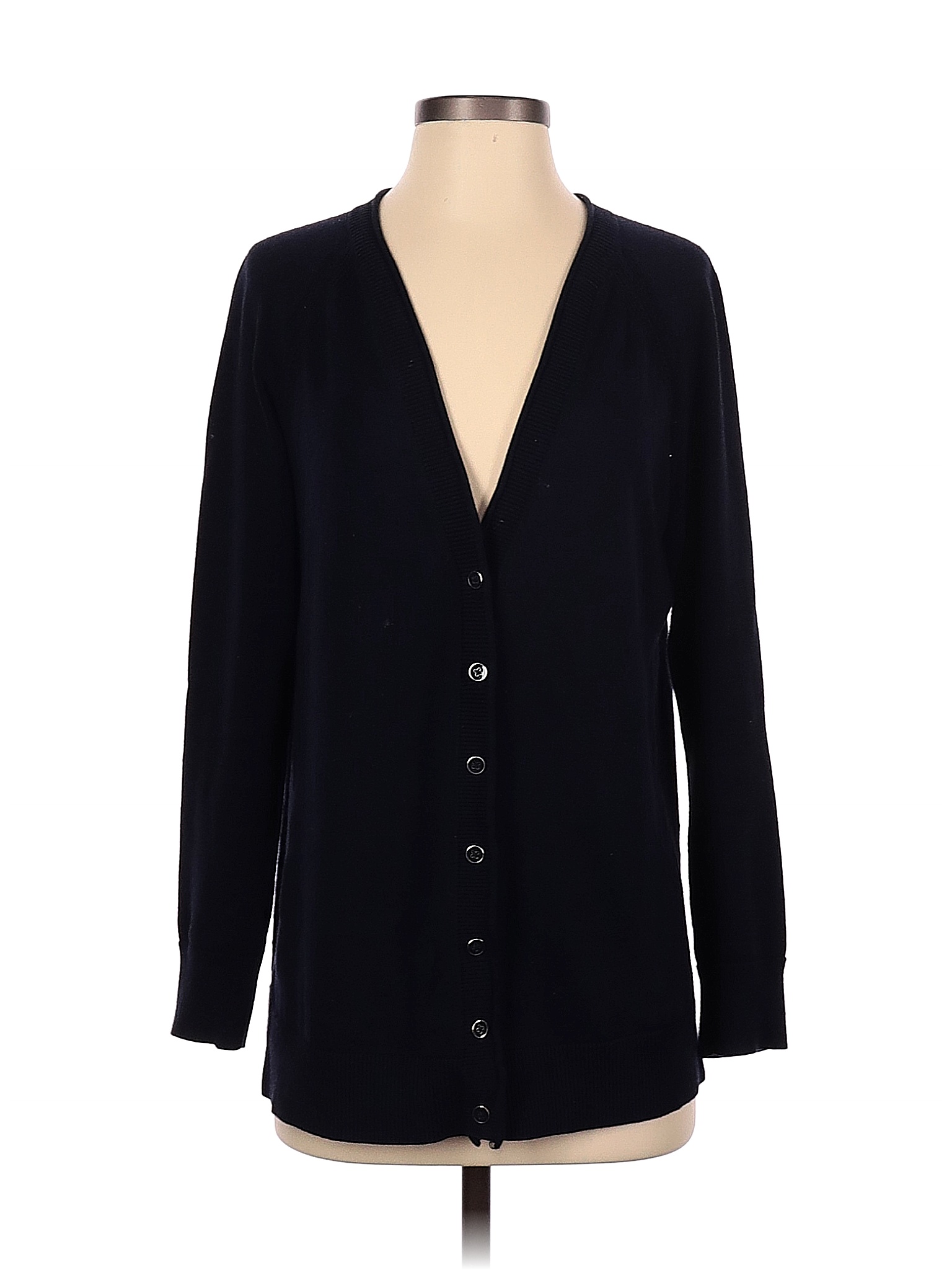 Talbots Color Block Solid Black Blue Cardigan Size S Petite 83 Off