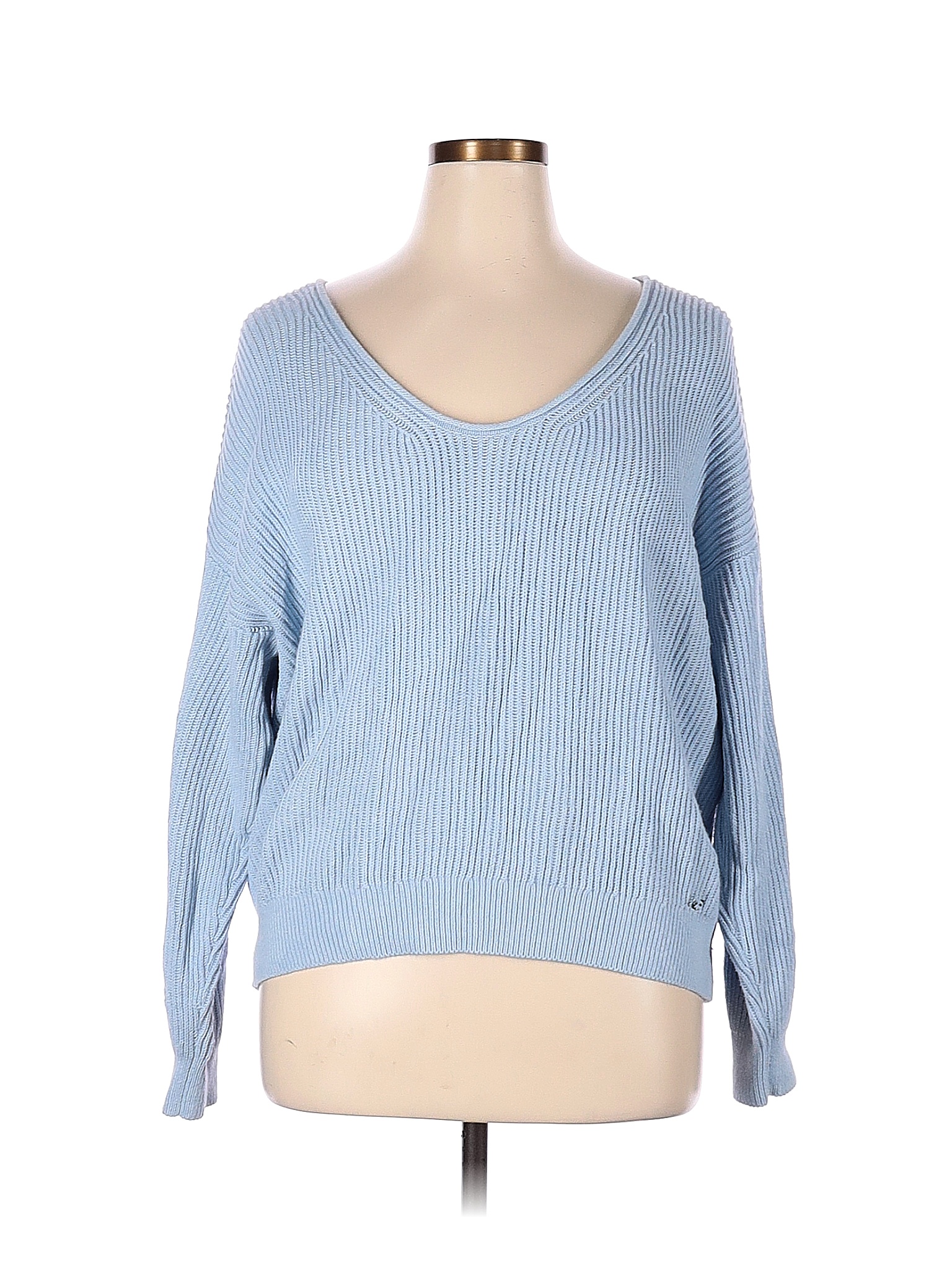 Abercrombie Fitch Cotton Color Block Blue Pullover Sweater Size