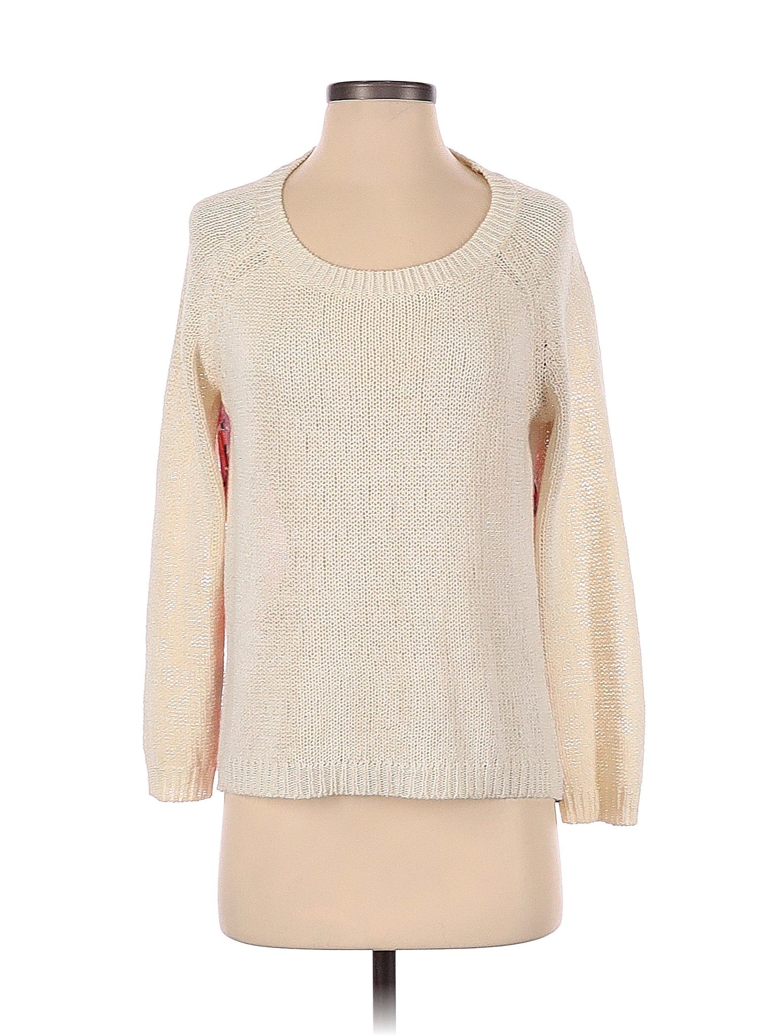 Under Skies Color Block Solid Tan Ivory Pullover Sweater Size S