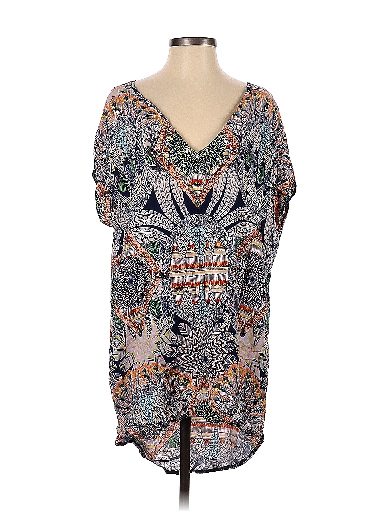 Mamie Ruth 100 Polyester Multi Color Blue Casual Dress Size S 92