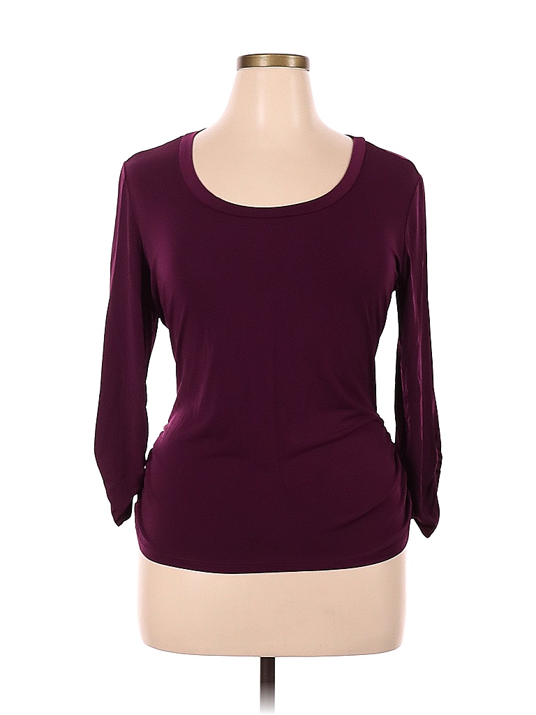 NY Collection Solid Colored Burgundy Long Sleeve Top Size XL 71 Off