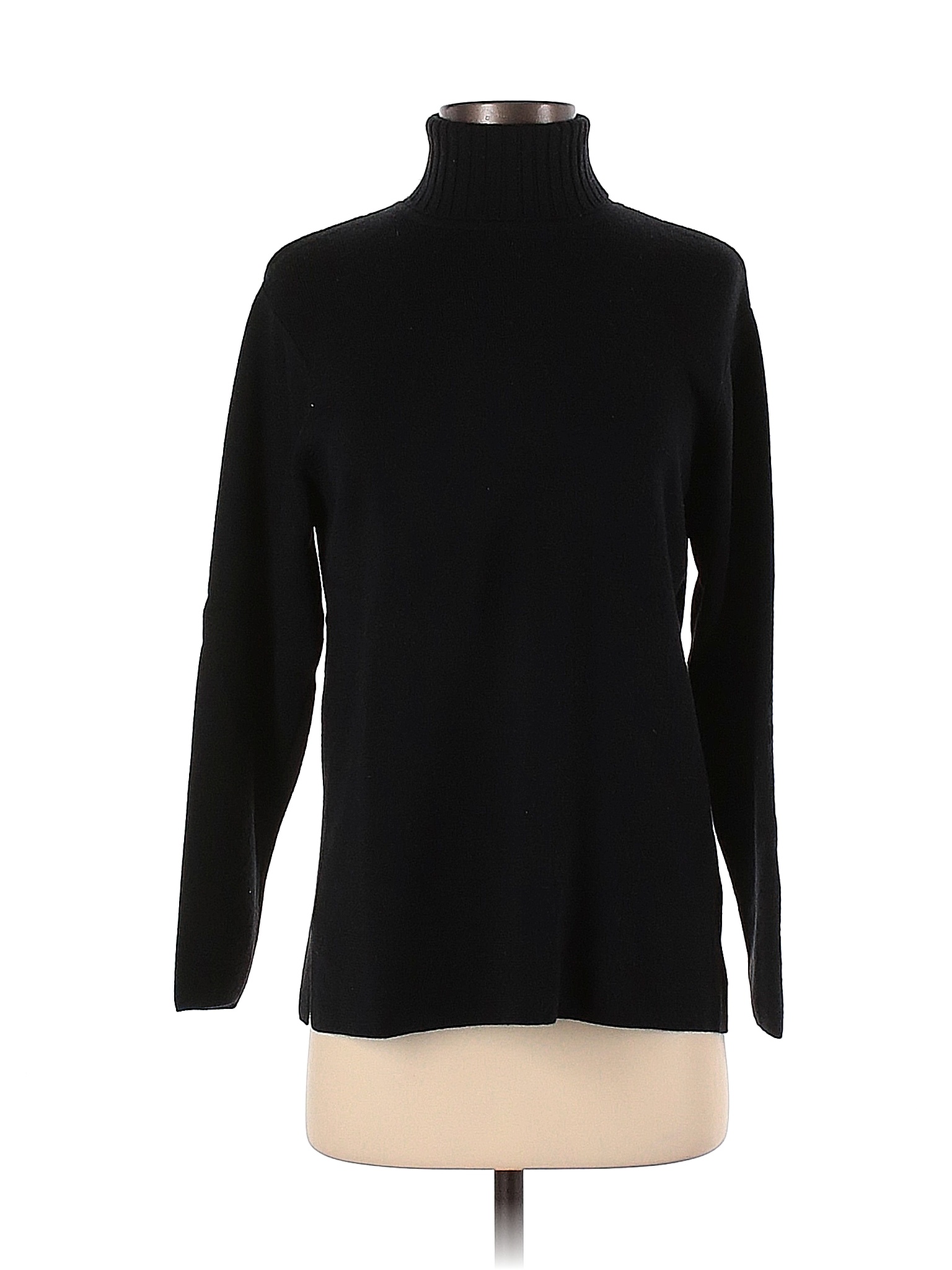 Talbots Merino Wool Color Block Solid Black Wool Pullover Sweater