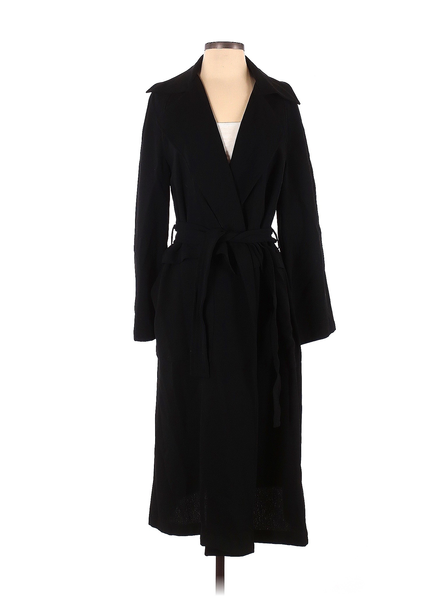 Zara Basic Solid Black Trenchcoat Size XS 59 Off ThredUP