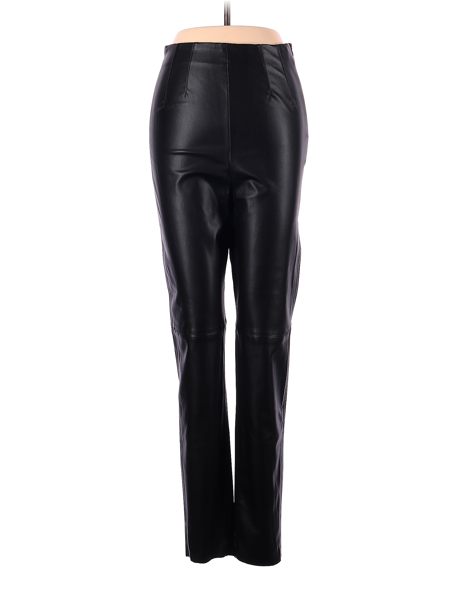 Zara Solid Black Faux Leather Pants Size M Off Thredup