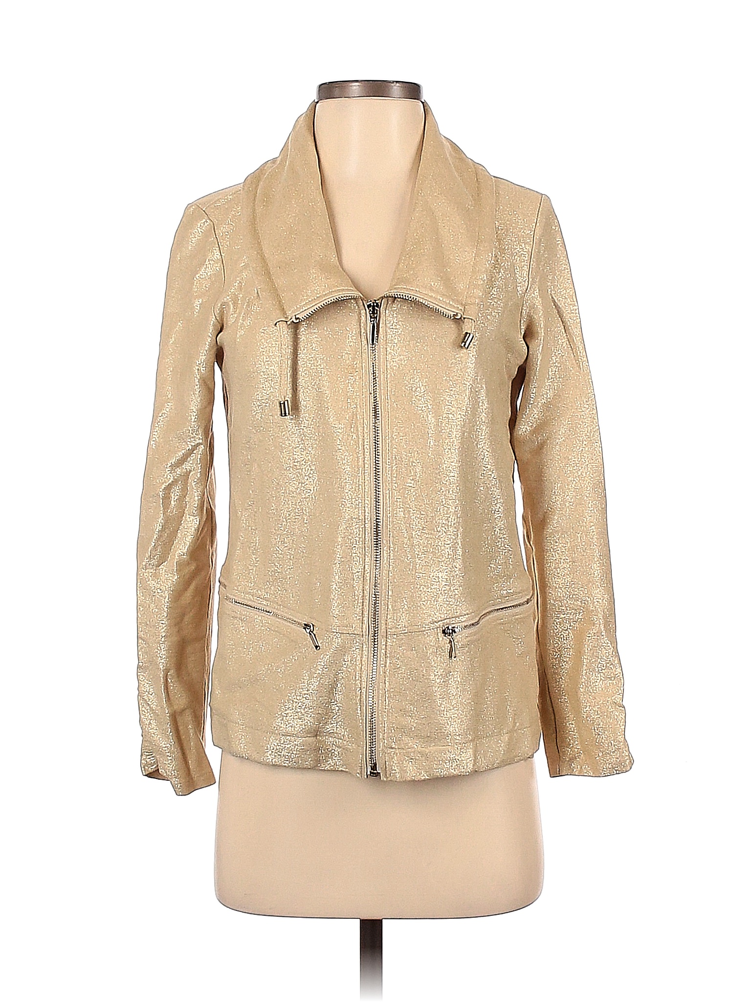 Zenergy By Chico S Solid Colored Gold Jacket Size Sm Off