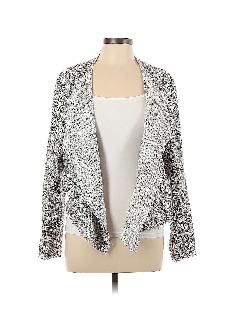 T Tahari Color Block Marled Gray Cardigan Size L 84 Off ThredUP