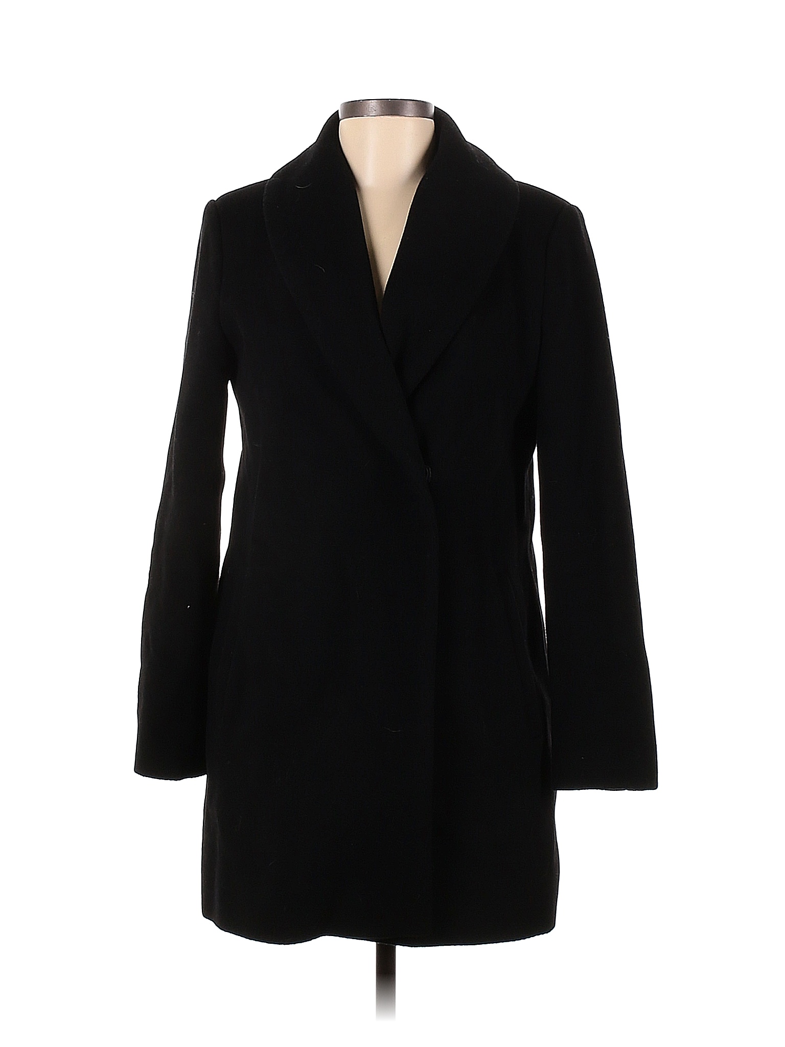 Calvin Klein Solid Black Wool Coat Size M Off Thredup