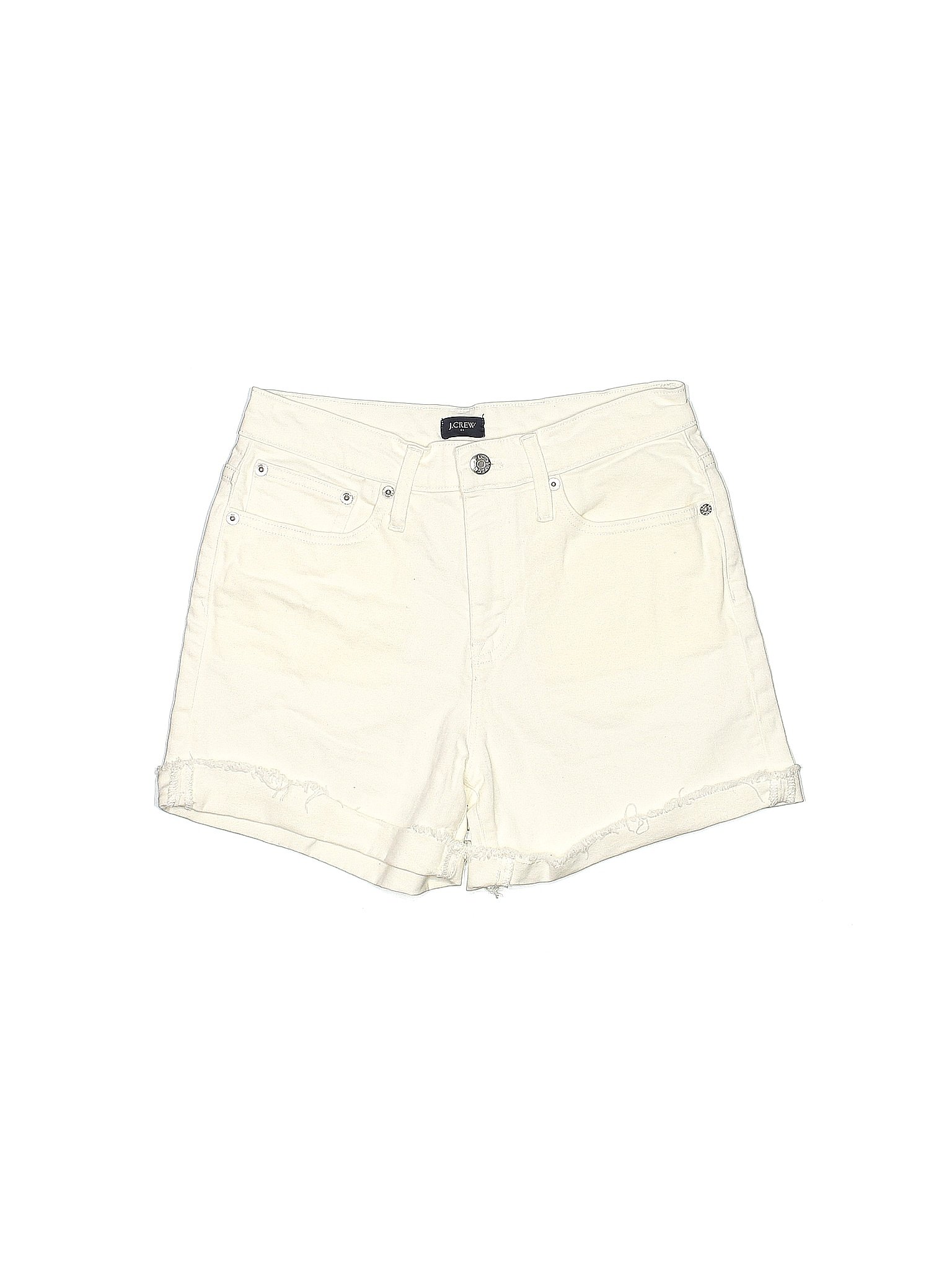 J Crew Factory Store Solid Colored Ivory Denim Shorts Waist