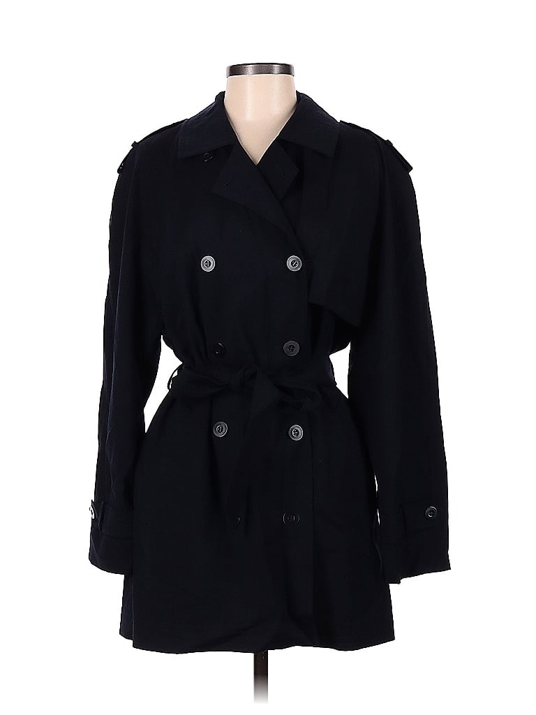 Escada By Margaretha Ley 100 Virgin Wool Solid Black Wool Coat Size 38