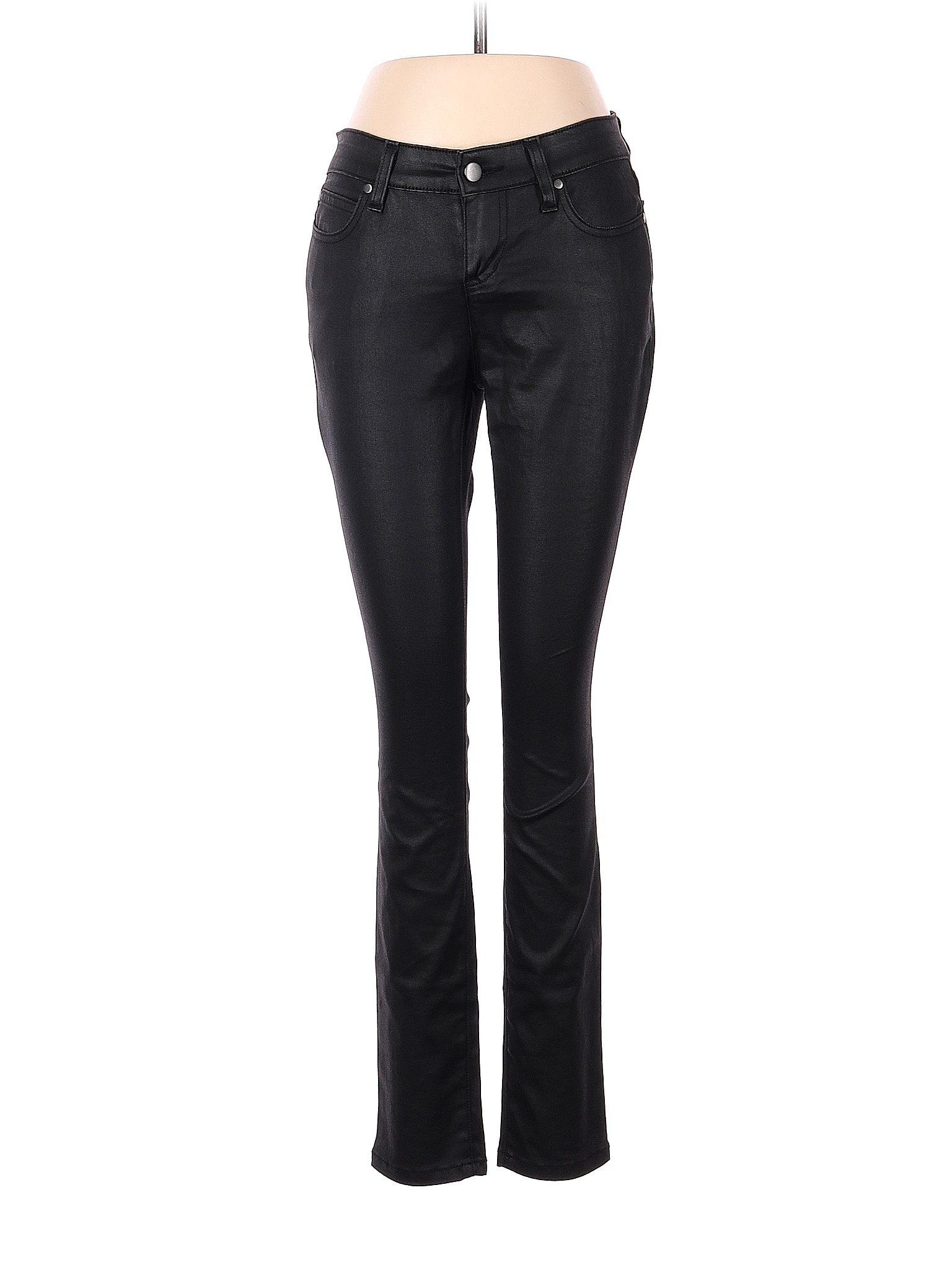 Eileen Fisher Solid Black Faux Leather Pants Size 2 Petite 89 Off