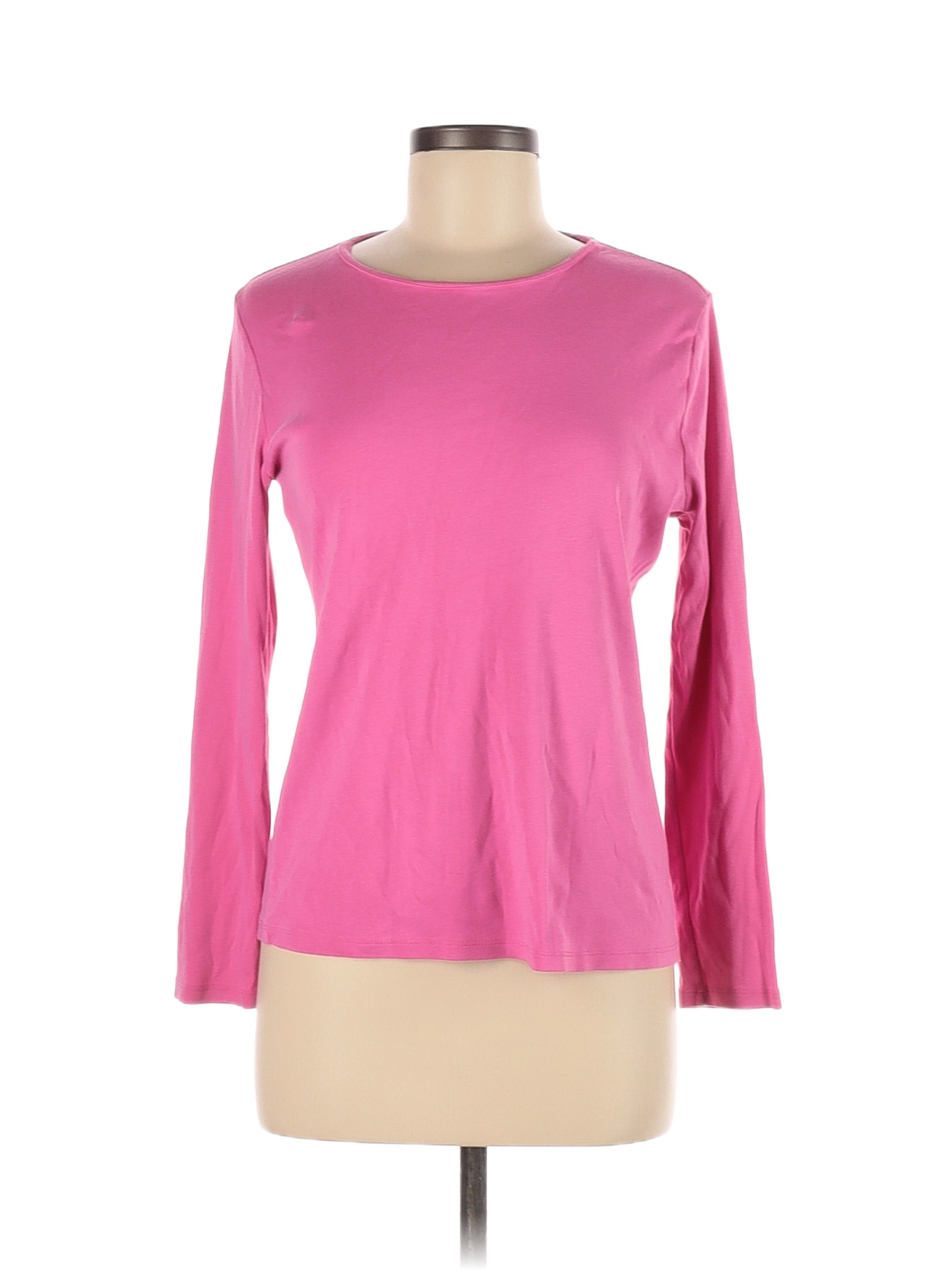 Talbots Pima Cotton Solid Colored Pink Long Sleeve T Shirt Size S