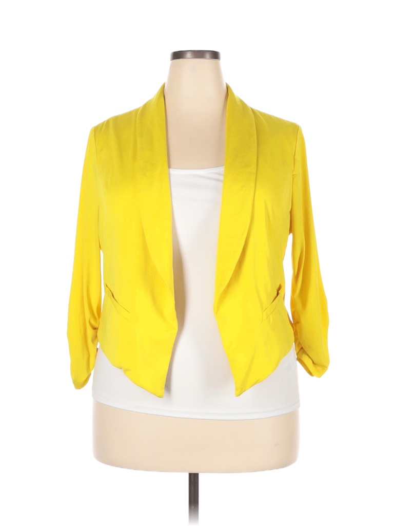 Torrid Solid Colored Yellow Blazer Size X Plus Plus Off