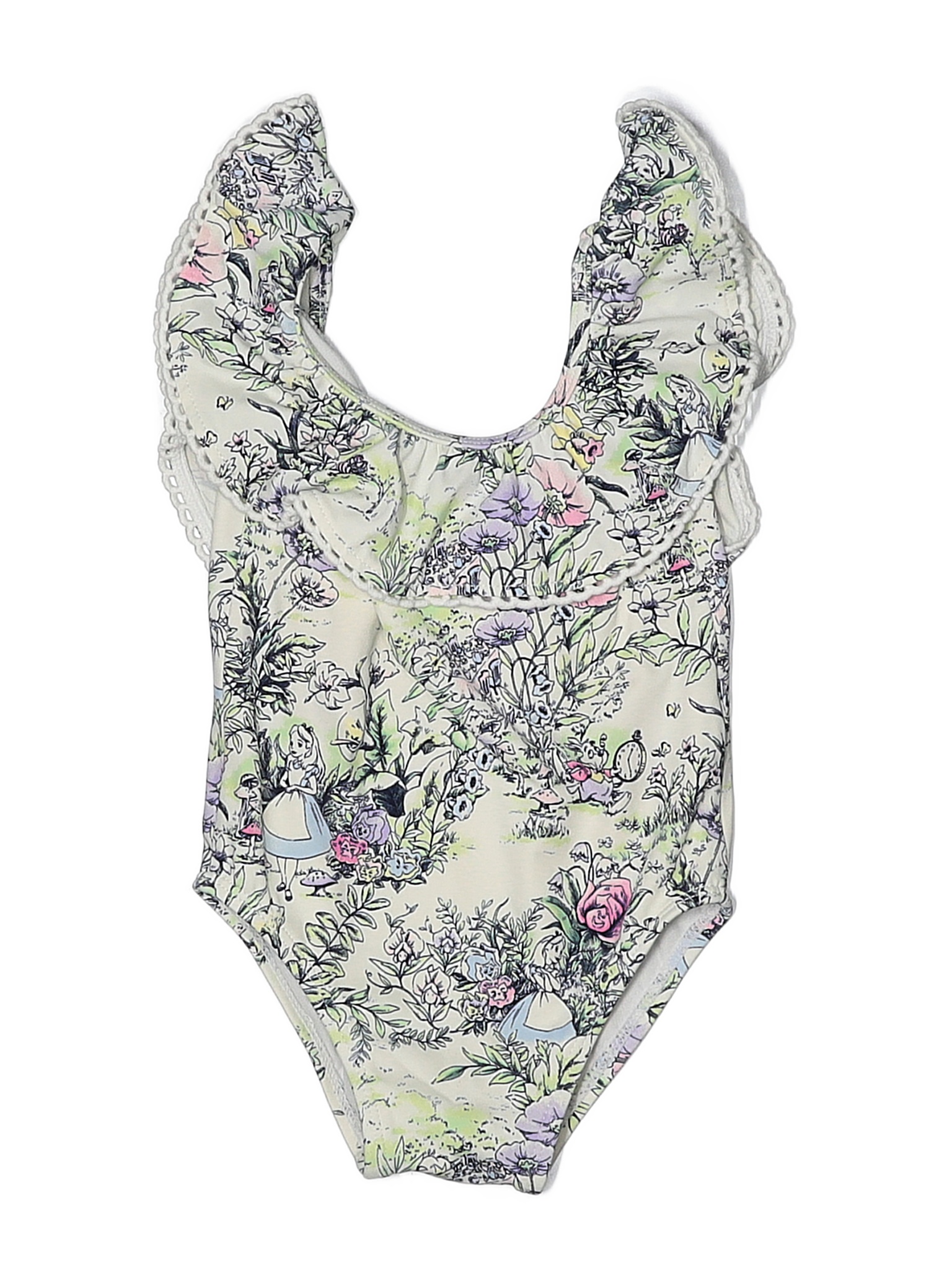 Disney Floral White Ivory One Piece Swimsuit Size 18 24 Mo 52 Off