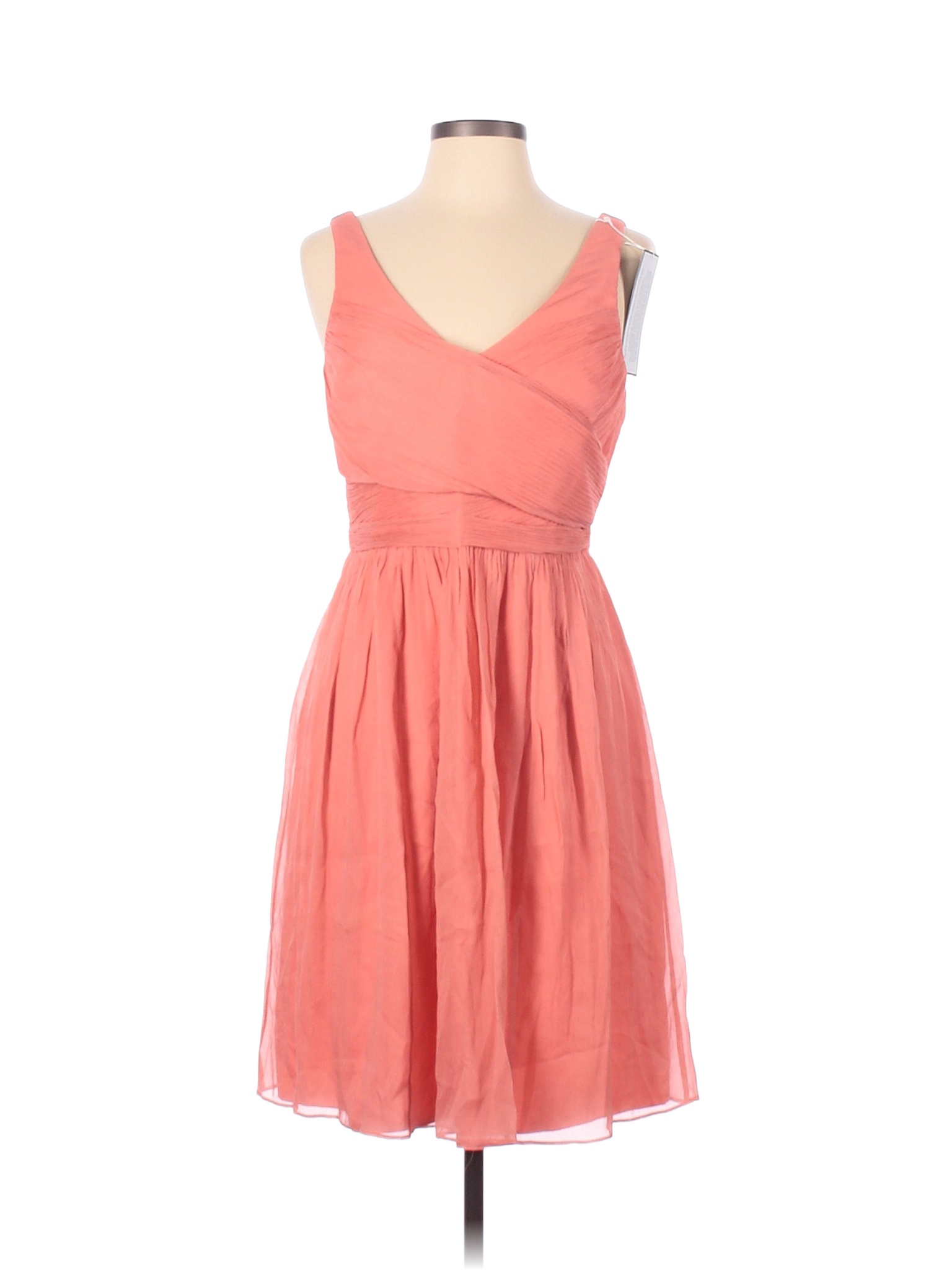 J Crew 100 Polyester Solid Pink Casual Dress Size 10 75 Off ThredUP