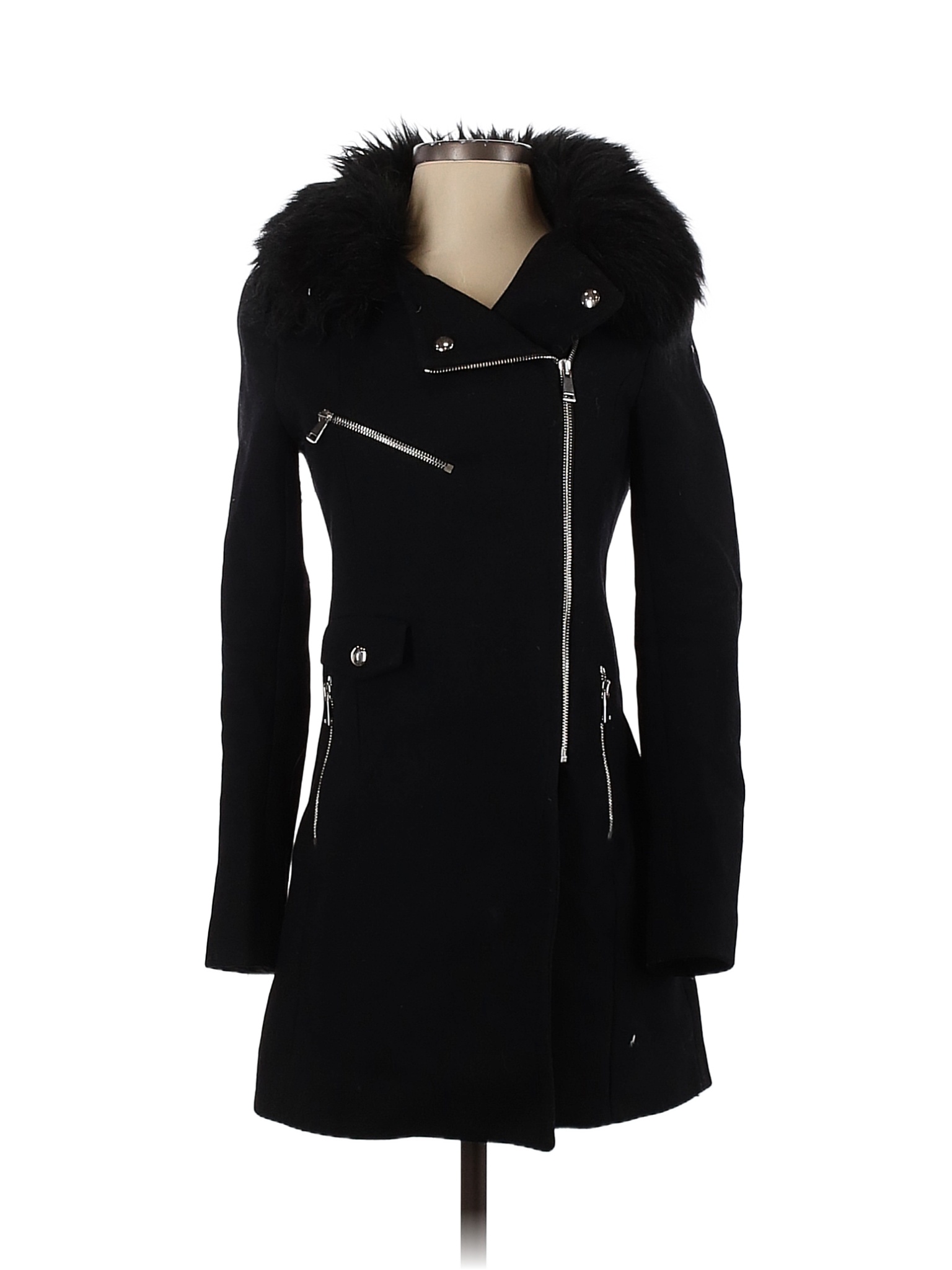 Zara Solid Black Coat Size XS 52 Off ThredUP