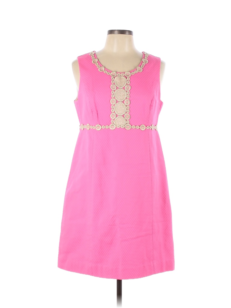 Lilly Pulitzer 100 Cotton Solid Pink Casual Dress Size 10 69 Off