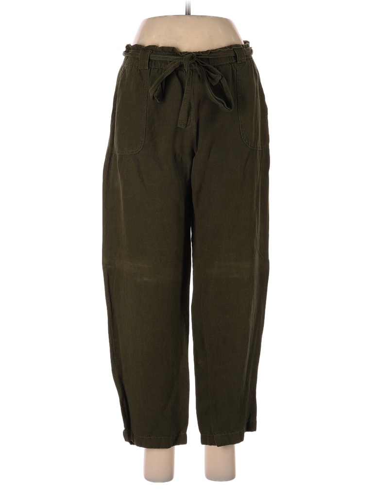 Cartonnier Solid Colored Green Linen Pants Size M 82 Off ThredUP