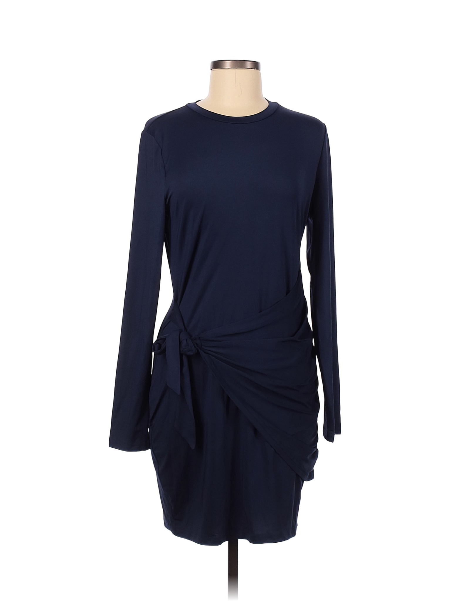 Shein Polyester Solid Navy Blue Casual Dress Size Off