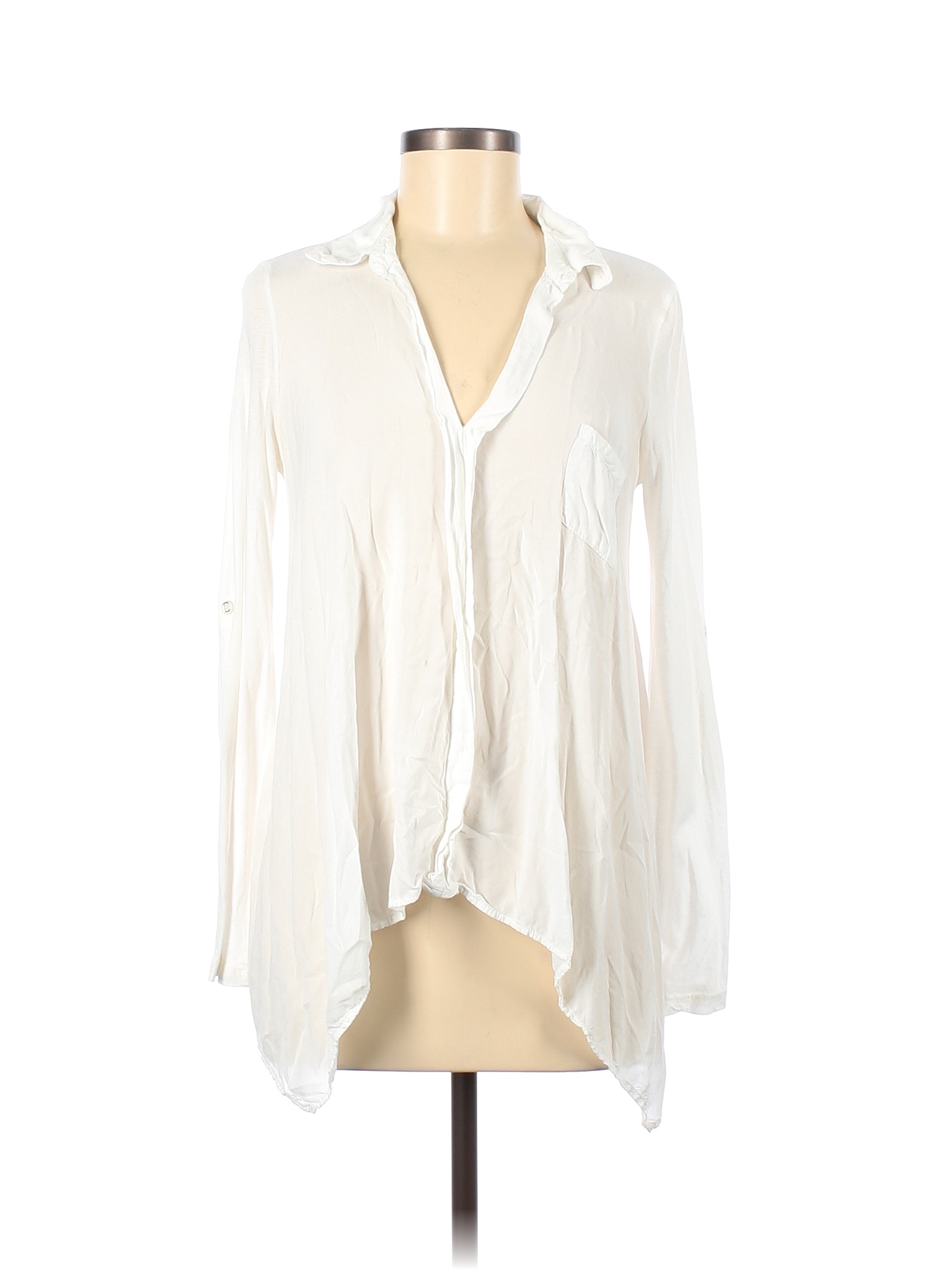 Splendid 100 Rayon Solid White Long Sleeve Blouse Size M 86 Off