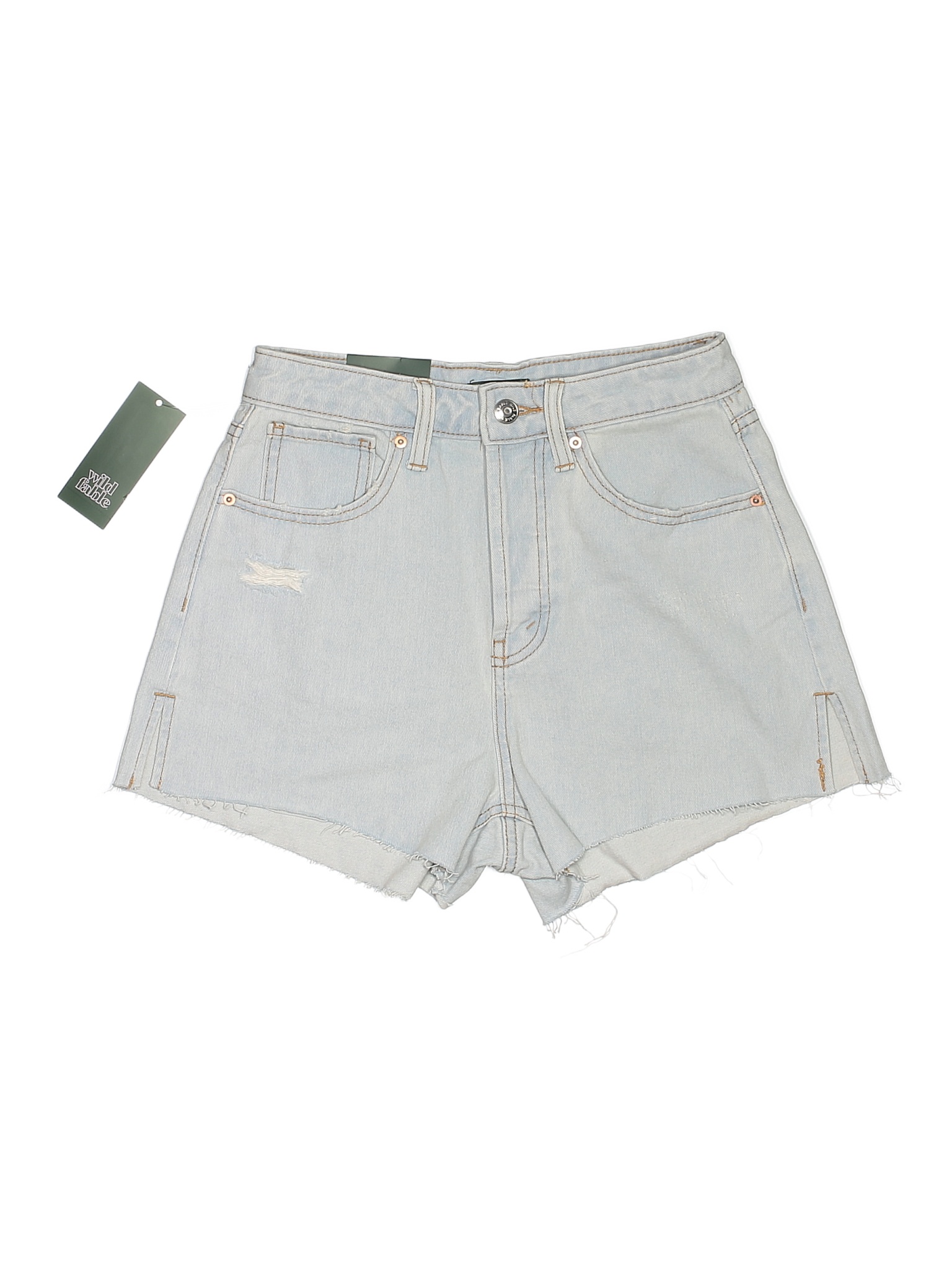 Wild Fable 100 Cotton Solid Blue Denim Shorts Size 0 27 Off ThredUP