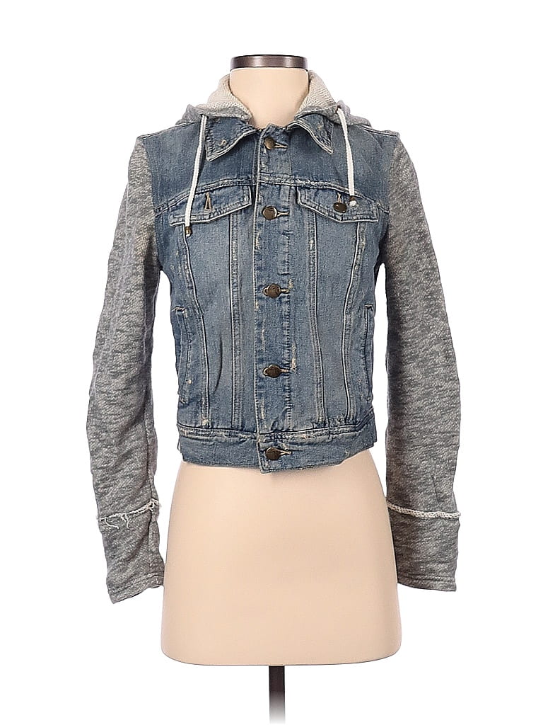 Free People Cotton Blue Denim Jacket Size Xs Off Thredup