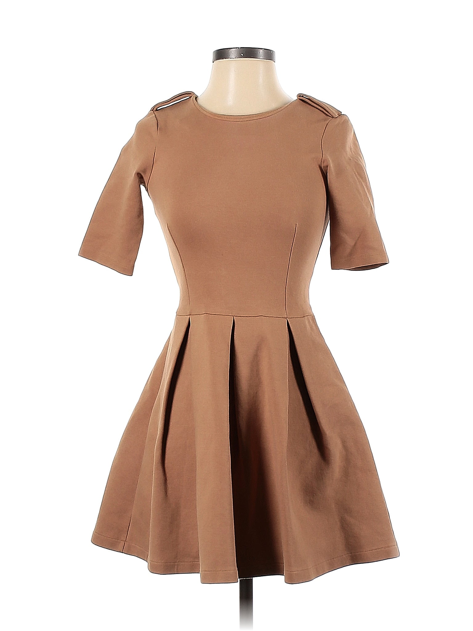 Zara Solid Brown Casual Dress Size XS 57 Off ThredUP