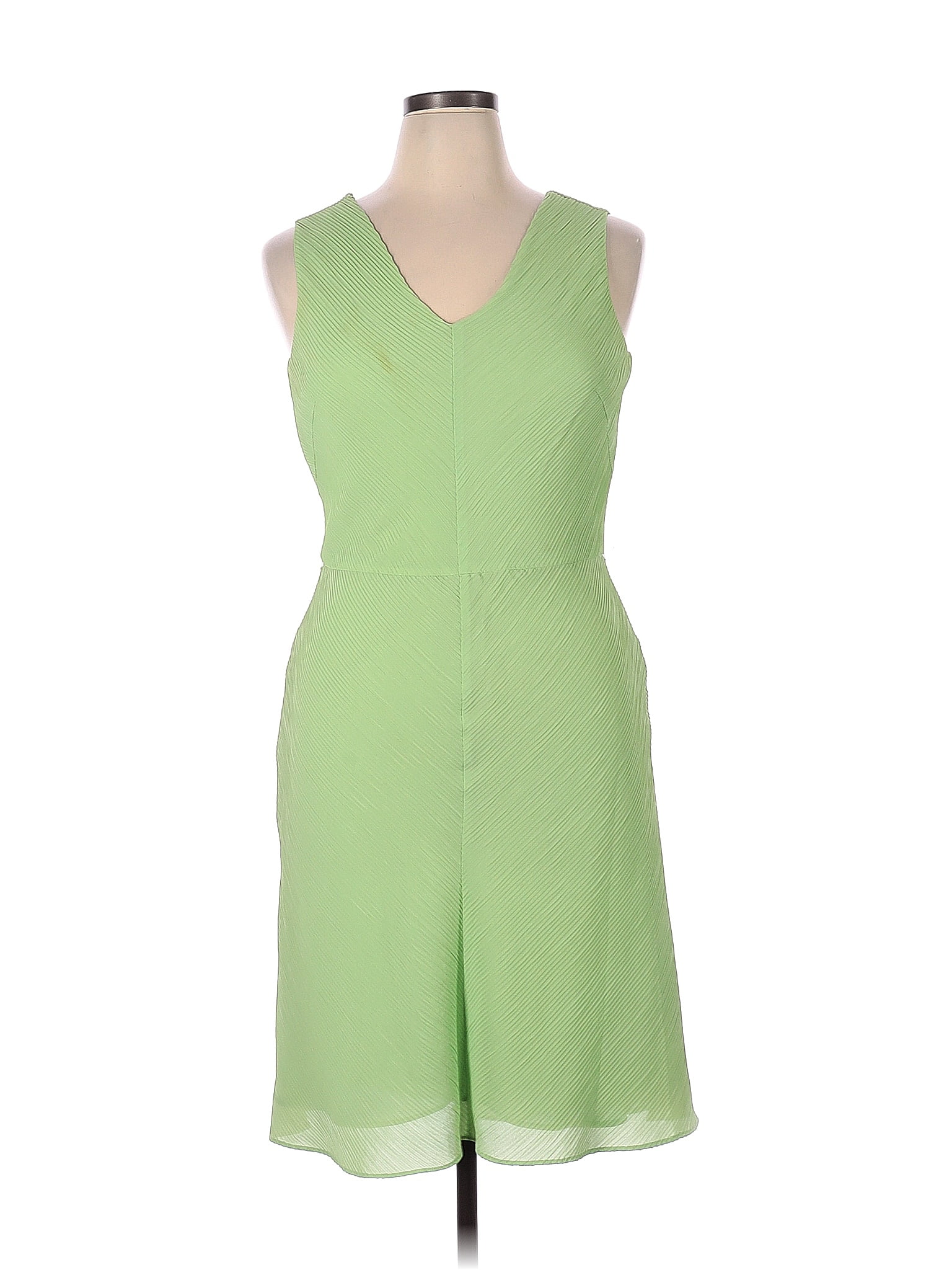 Casual Corner Polyester Solid Green Casual Dress Size Off