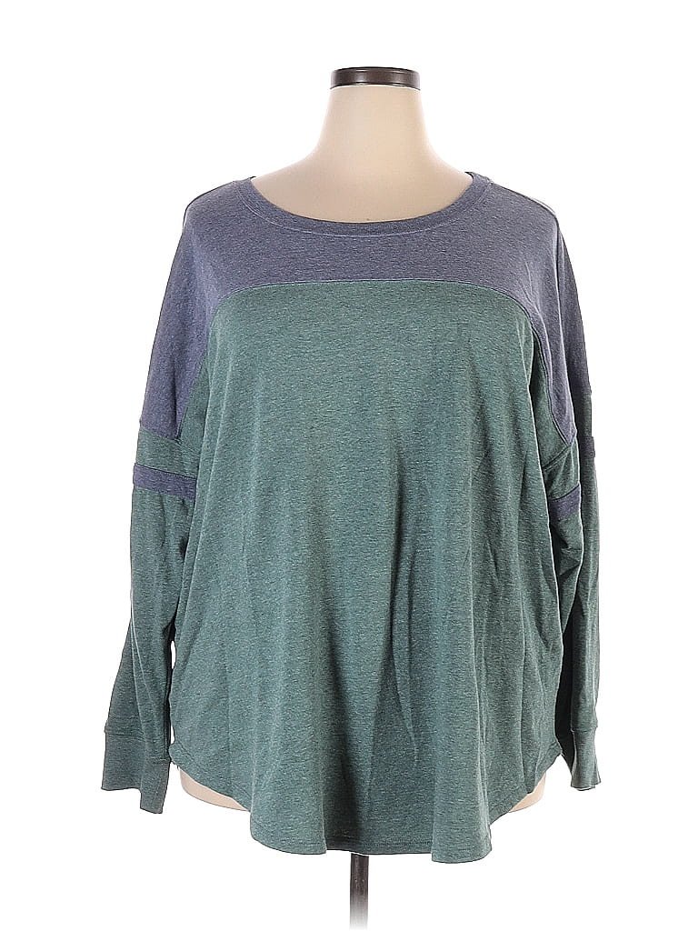 Torrid Color Block Marled Teal Green Pullover Sweater Size X Plus