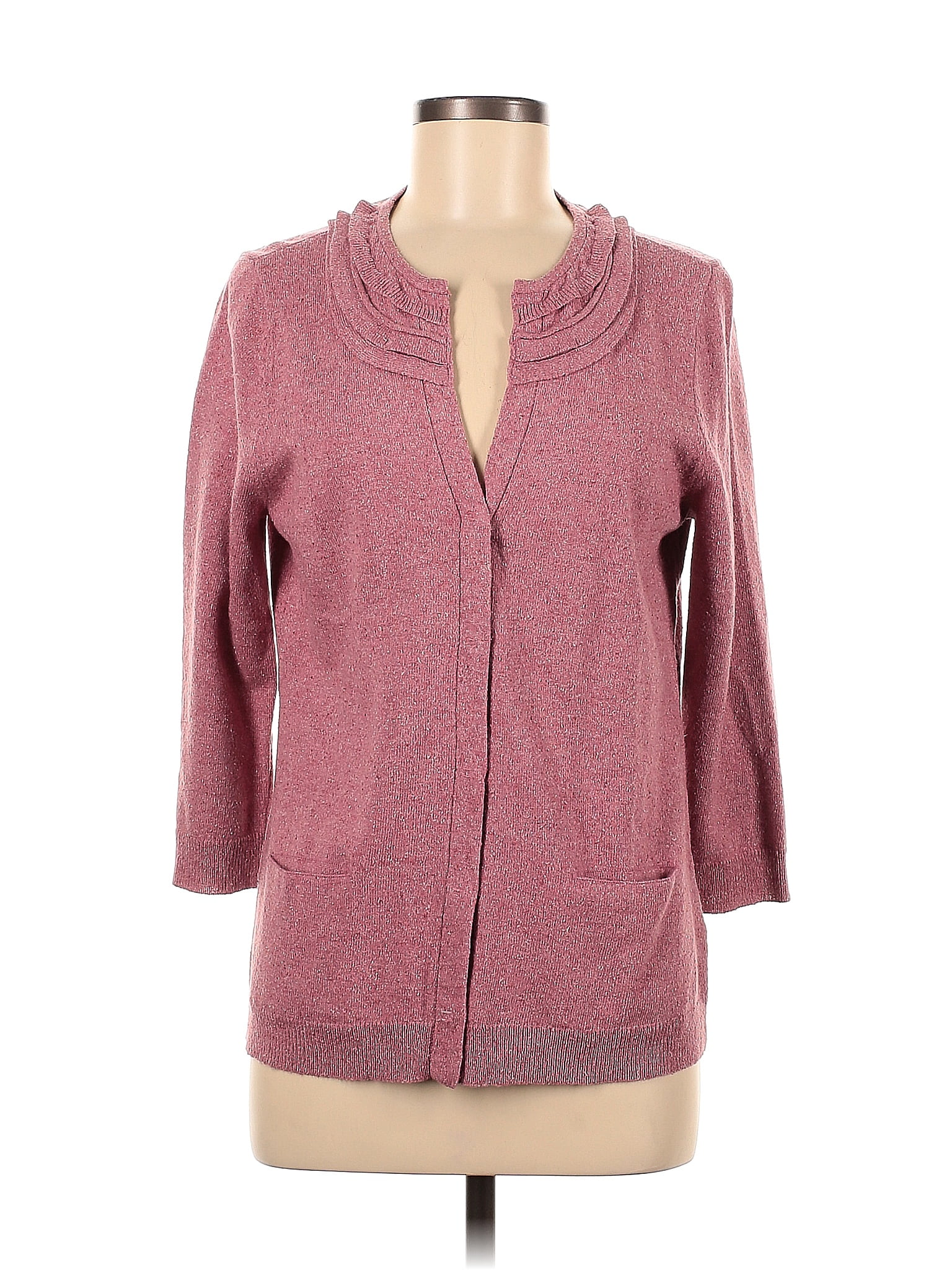 J Jill Color Block Solid Pink Burgundy Cardigan Size M Off Thredup