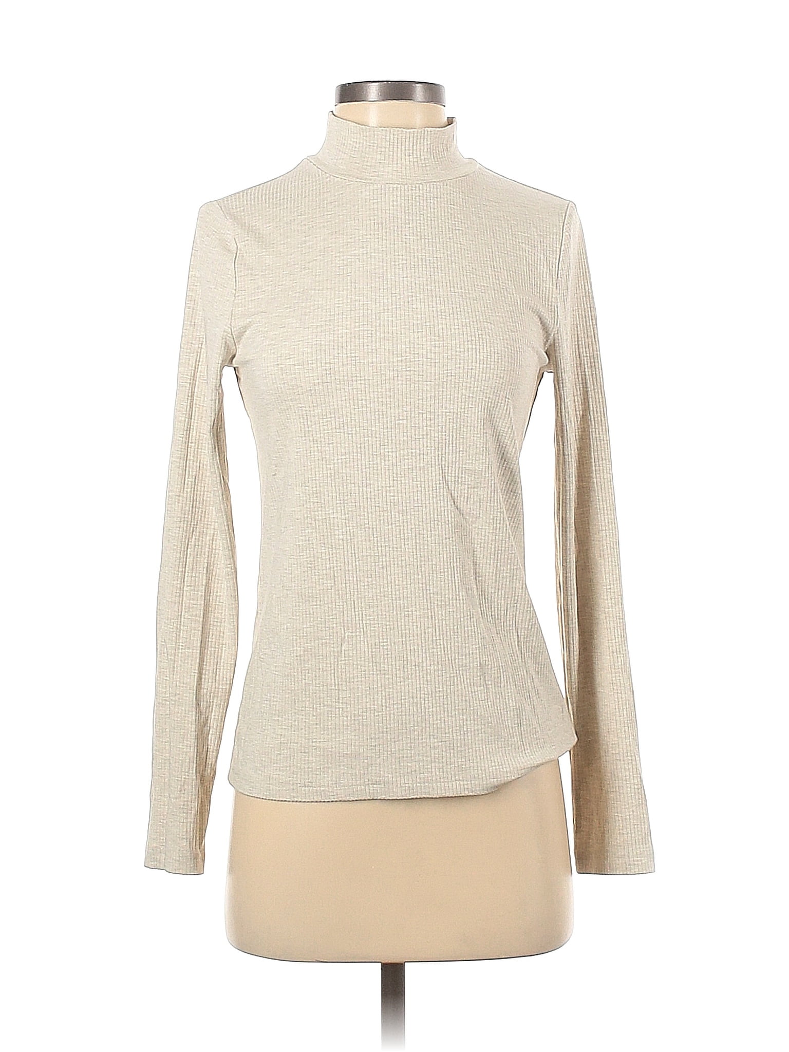 Banana Republic Color Block Solid Ivory Turtleneck Sweater Size S