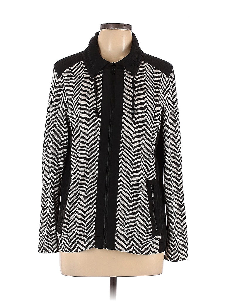 Zenergy By Chico S Chevron Herringbone Color Block Chevron Black Jacket