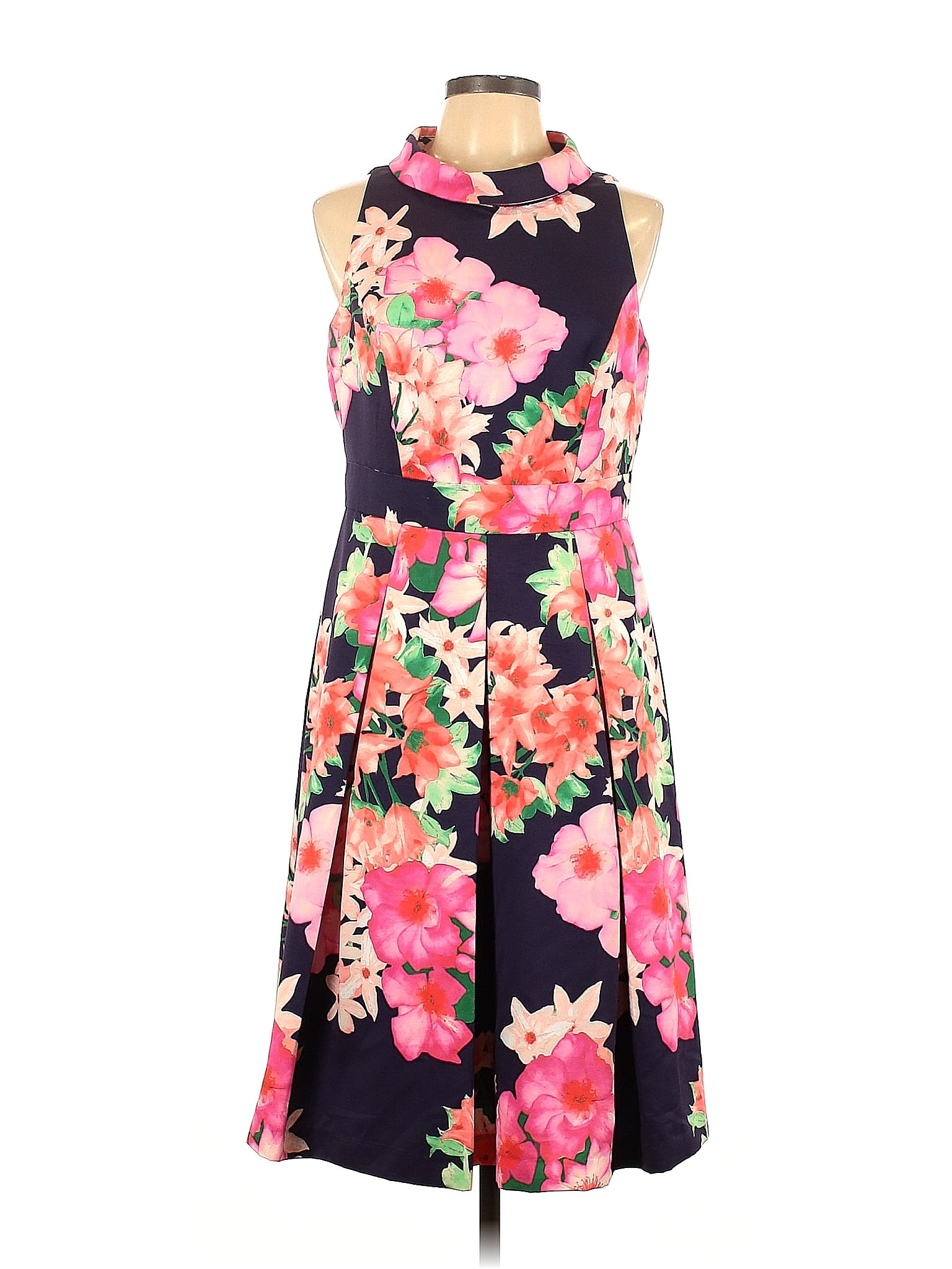 Eliza J Polyester Floral Multi Color Pink Casual Dress Size