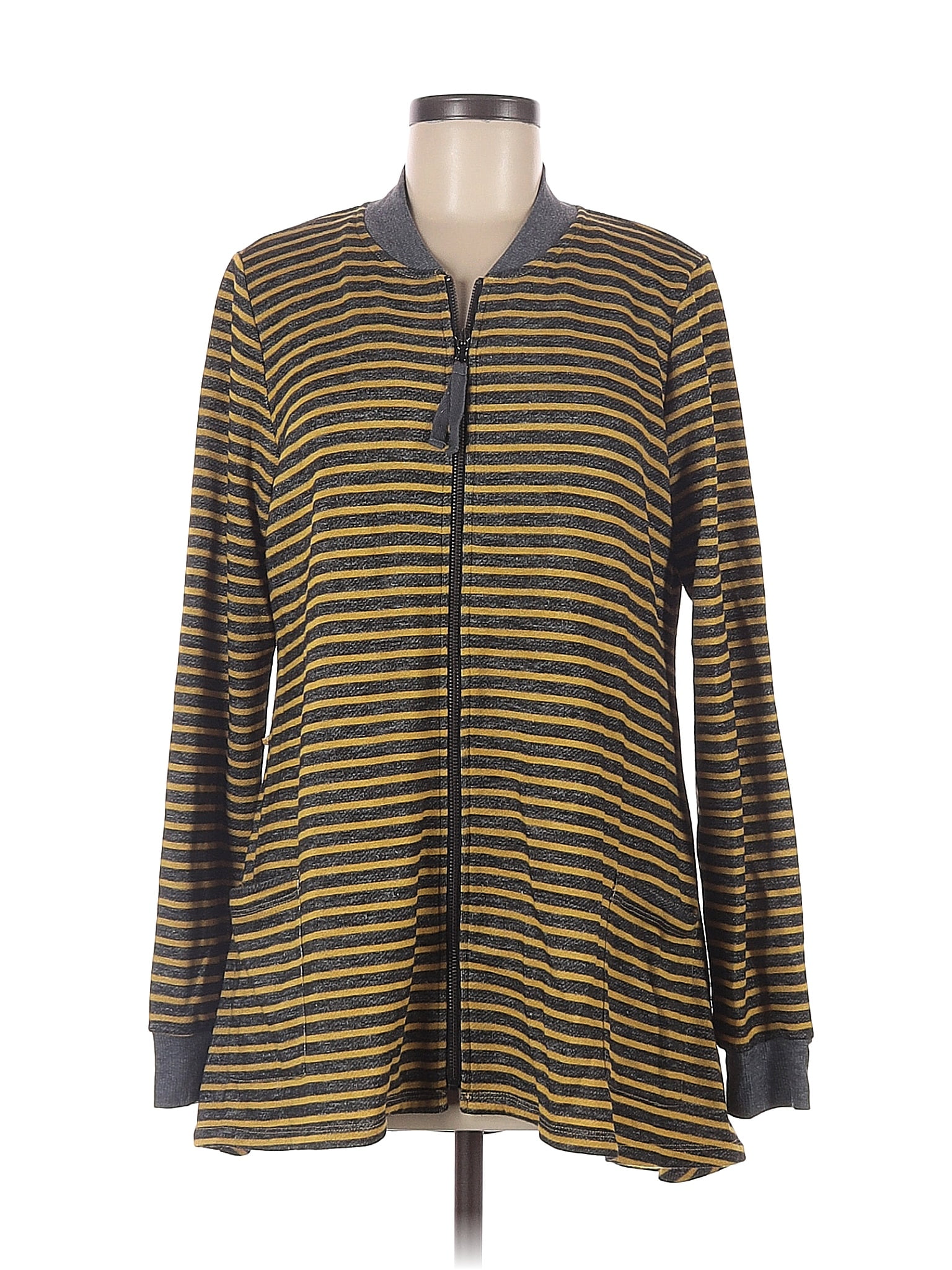 LOGO By Lori Goldstein Stripes Gold Jacket Size M 84 Off ThredUp