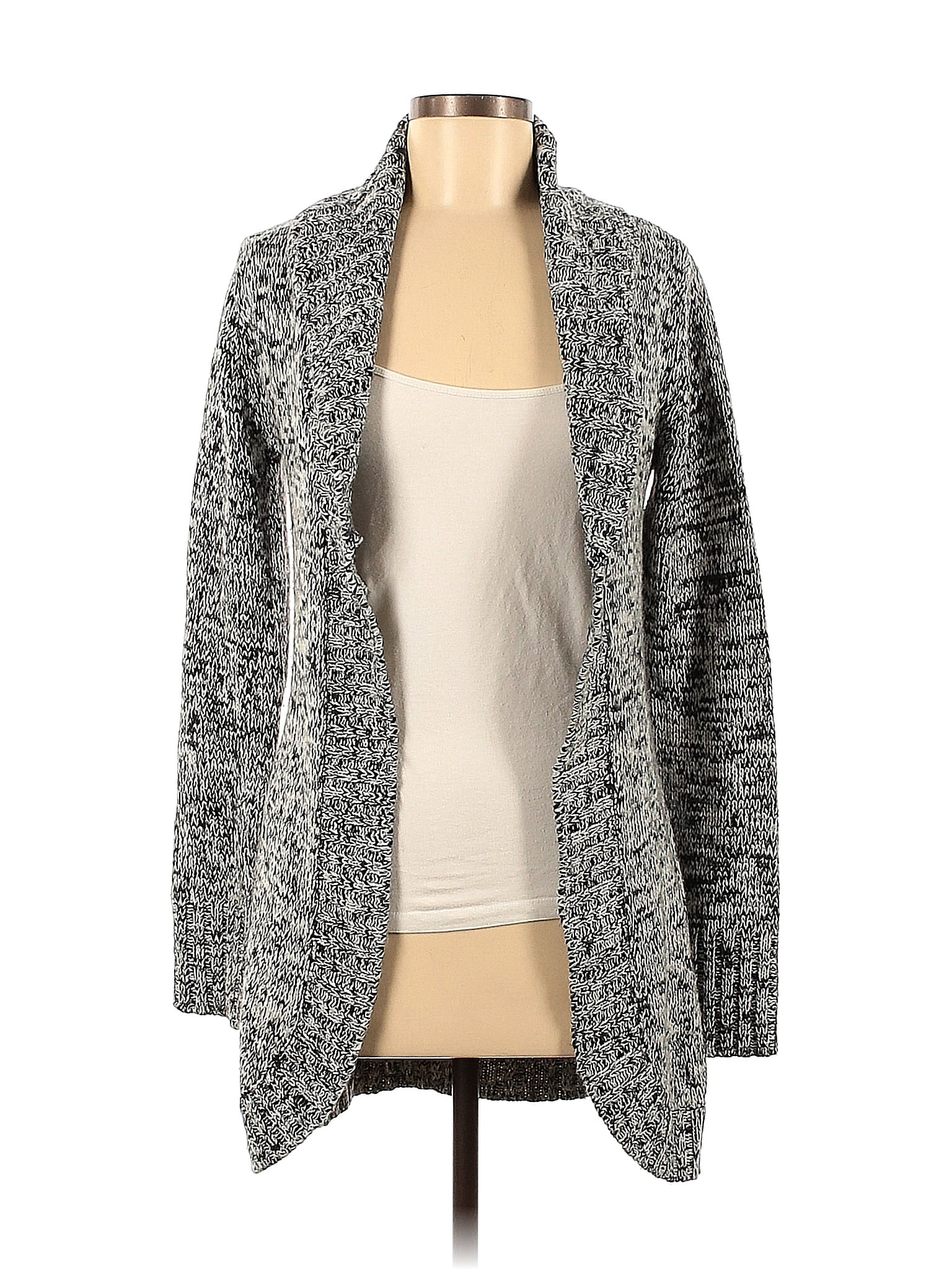 Allison Brittney 100 Acrylic Color Block Marled Gray Cardigan Size M