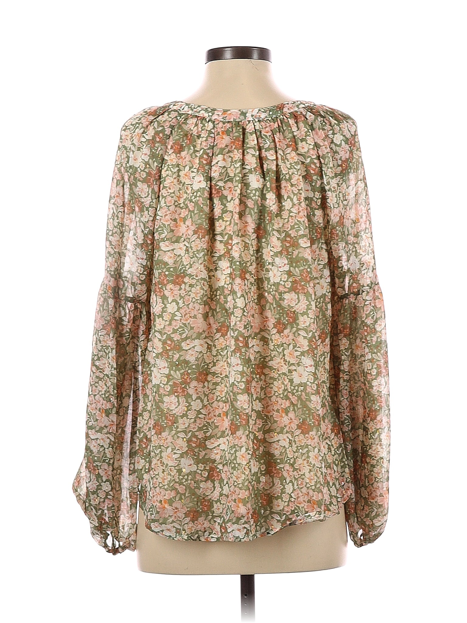 VICI 100 Polyester Floral Brown Long Sleeve Blouse Size S 78 Off