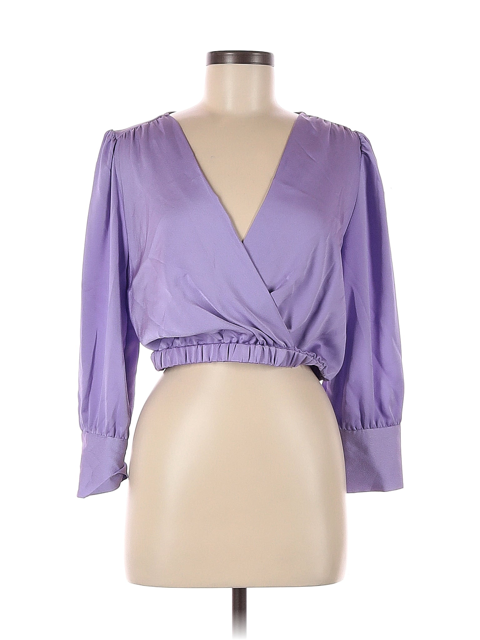 Zara Polyester Purple Long Sleeve Blouse Size M Off Thredup